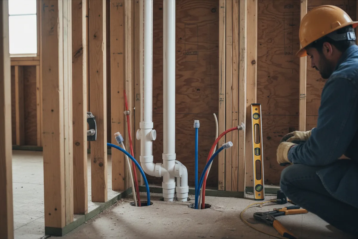 Drain and supply rough-in during Sump Pump Repair in Chatsworth
